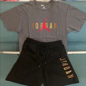Jordan Gray and Black T-Shirt and Shorts Set